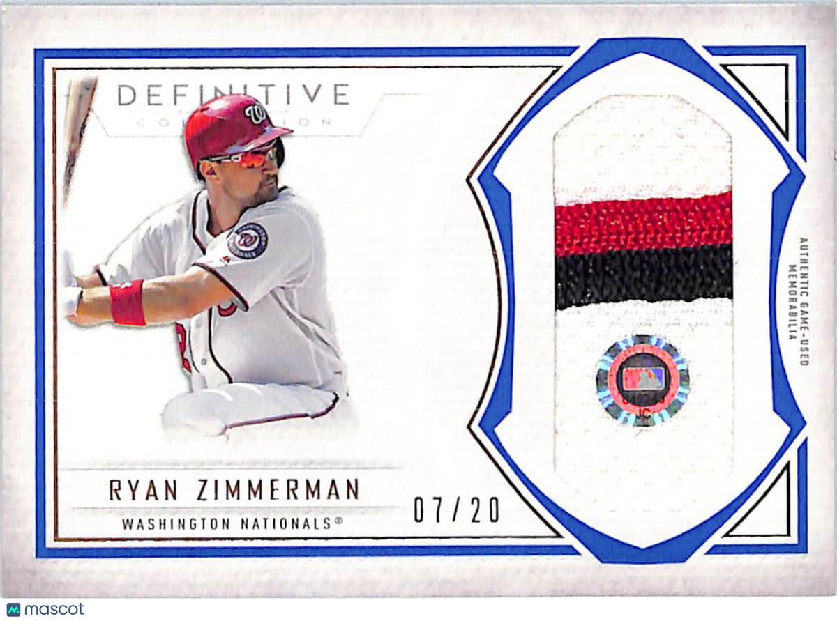 2019 Topps Definitive Collection Ryan Zimmerman /20 Relic Patch #DJRC-RZ