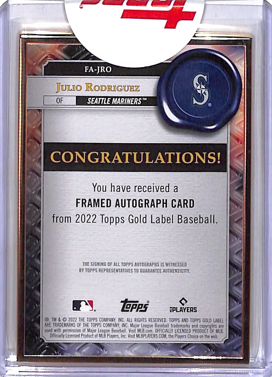 2022 Topps Gold Label Julio Rodriguez Rookie Autograph RC #FA-JRO Mariners