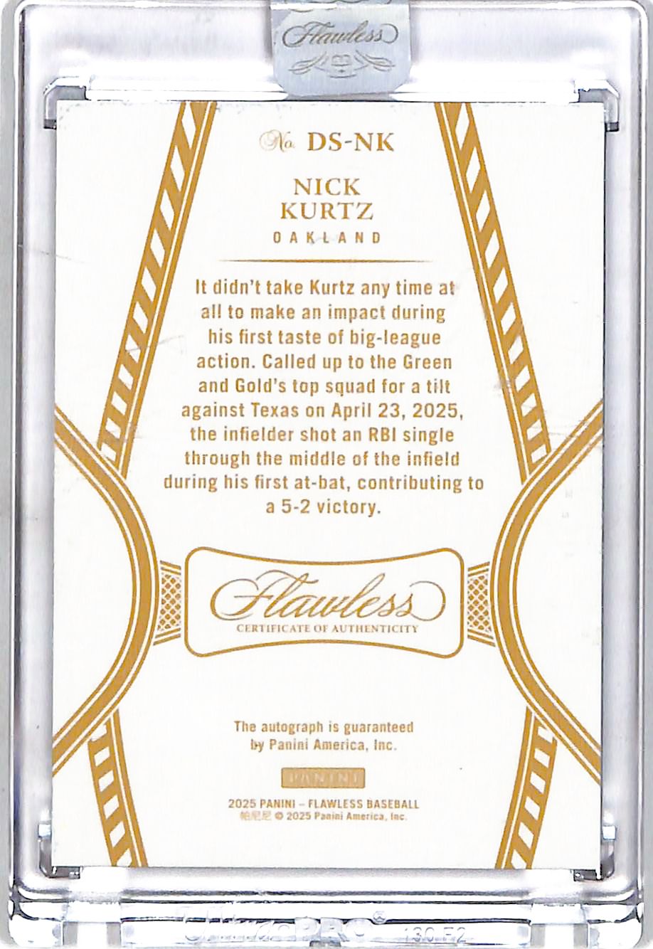 2025 Panini Flawless Nick Kurtz Emerald Rookie Autograph /5 #DS-NK Athletics