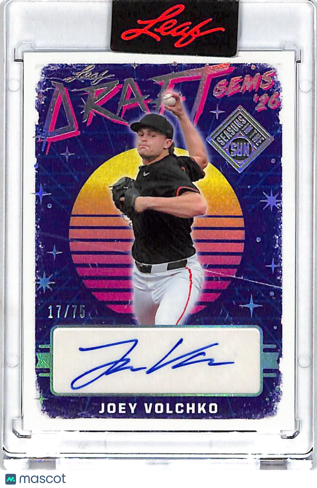 2026 Leaf Draft Gems Seasons in the Sun Joey Volchko /75 Rookie Auto #DG-JV1