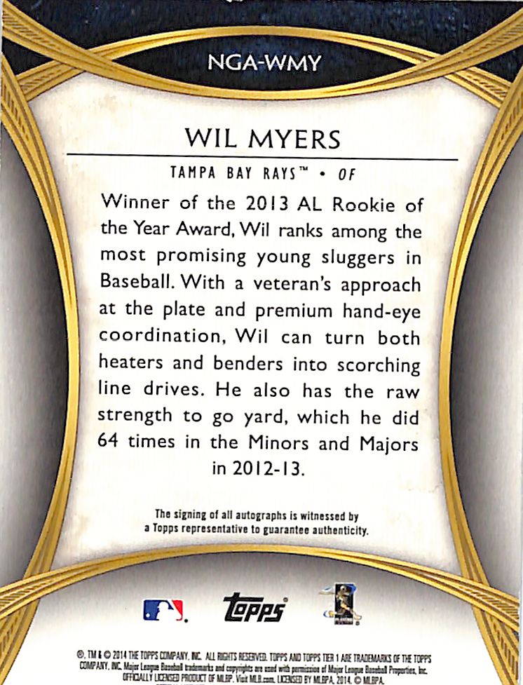 2014 Topps Tier One Wil Myers Auto Autograph Black /25 #NGA-WMY Tampa Bay Rays