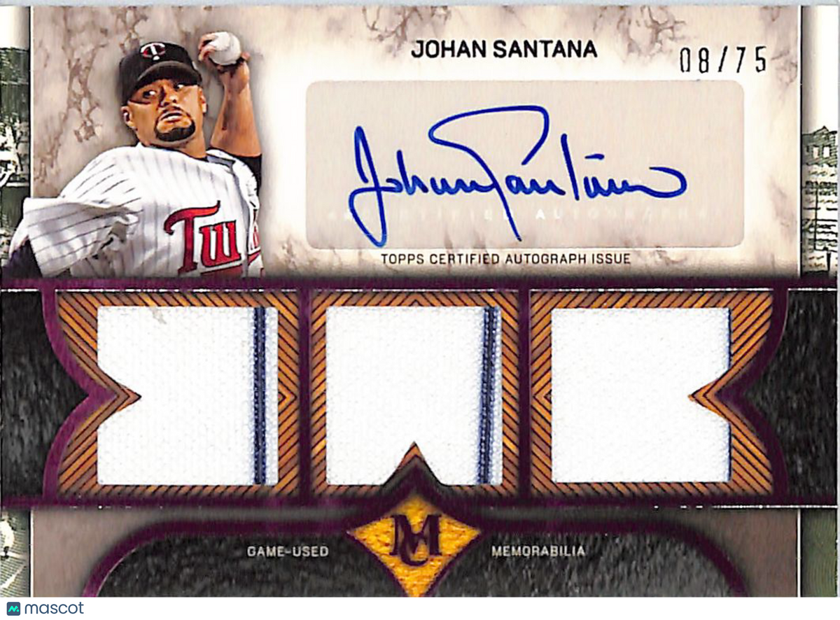 2025 Topps Museum Collection Johan Santana /75 Relic Patch Auto #SPTRA-JS Twins
