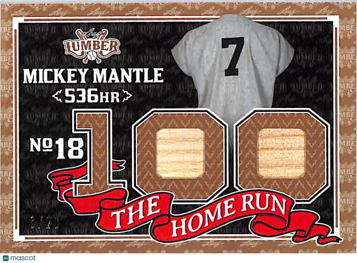 2024 Leaf Lumber Mickey Mantle /20 Game-Used Bat #THR-57 New York Yankees