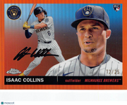 2025 Topps Platinum Chrome Isaac Collins Orange Refractor /25 Rookie RC #275