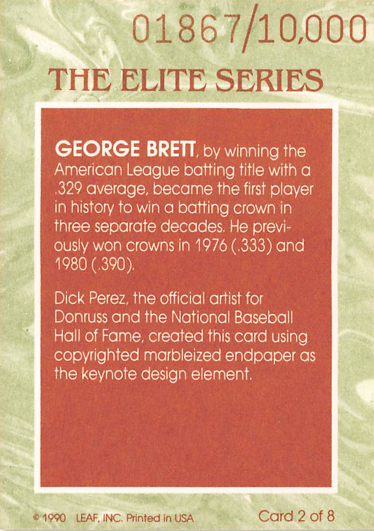 1991 Donruss Elite Series George Brett 1867/10000 #2 Kansas City Royals
