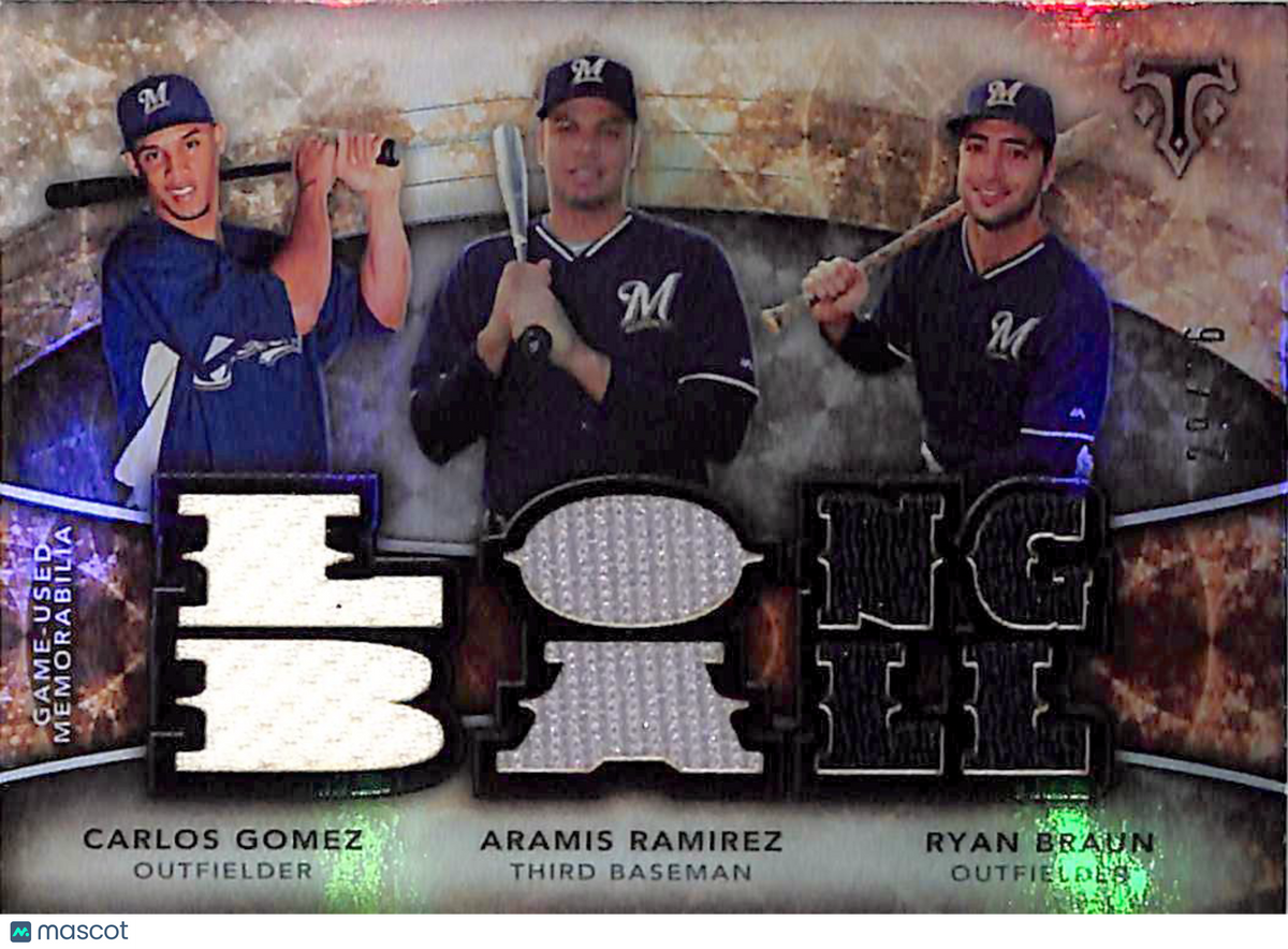 2015 Topps Triple Threads Ramirez Braun Gomez /36 Relic Patch #TTRC-GRB Brewers