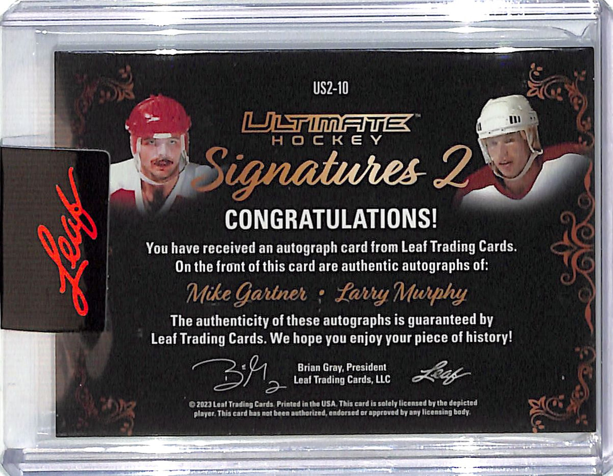 2023 Leaf Ultimate Hockey Signatures 2 Larry Murphy Mike Gartner Auto /8 #US2-10