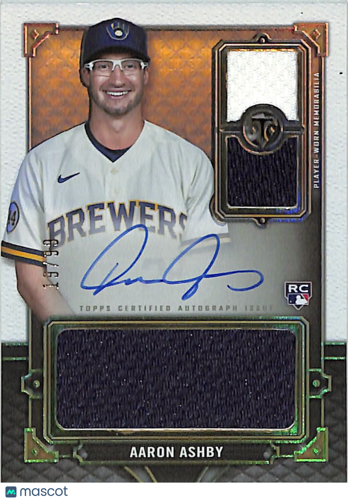 2022 Topps Triple Threads Aaron Ashby /99 Patch RC Auto Rookie #RFPAR-AA Brewers
