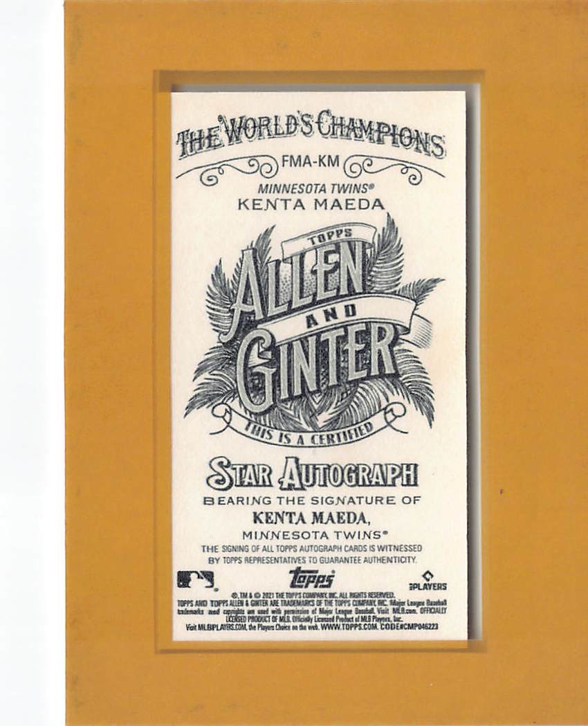 2021 Topps Allen & Ginter Kenta Maeda Framed Mini Autograph #FMA-KM Twins