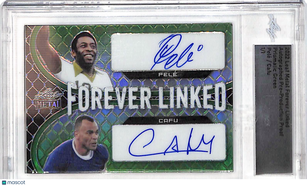 2022 Leaf Metal Forever Linked Cafu Pelé Auto Autograph Prismatic Green 1/1