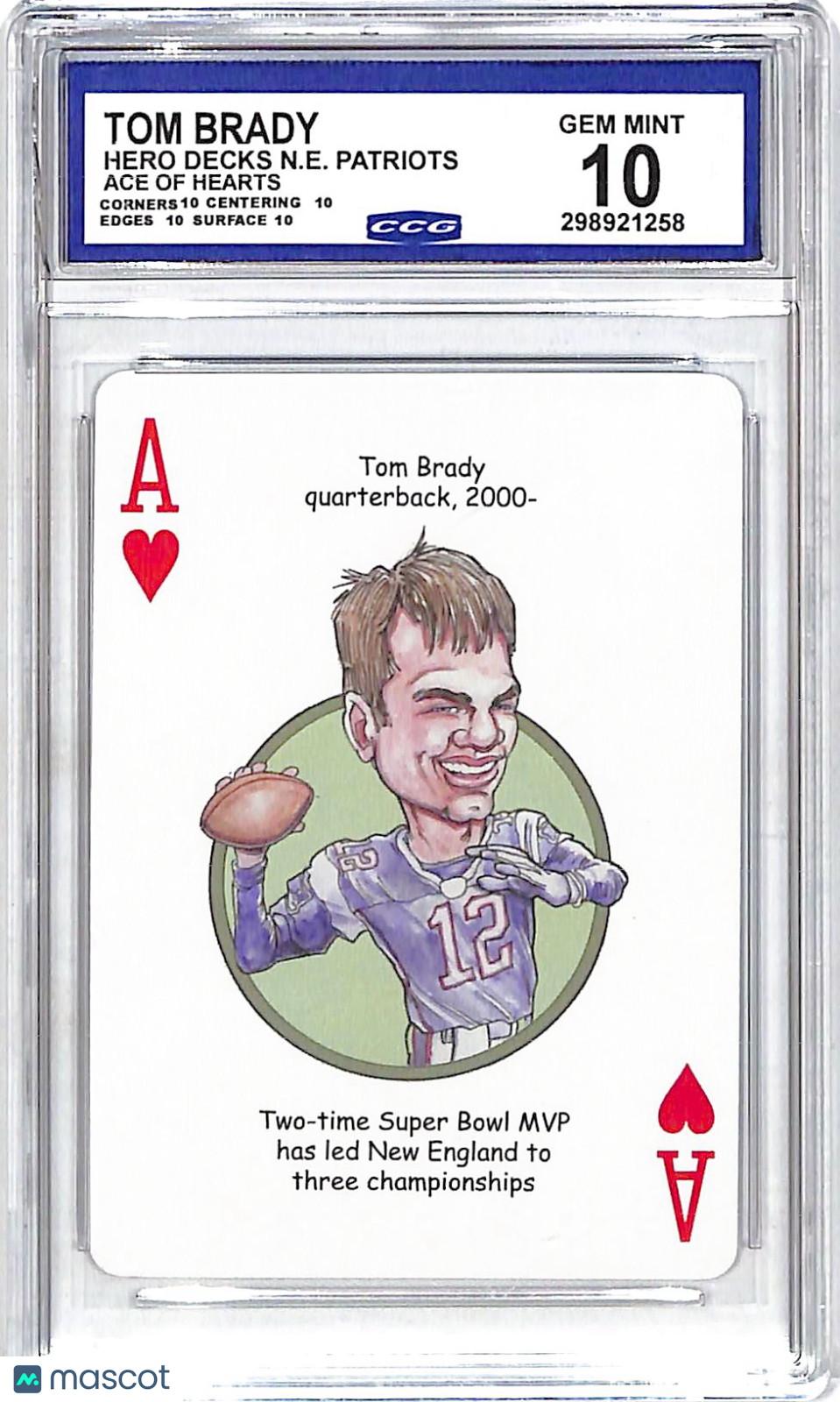 2005 Hero Decks New England Patriots Tom Brady #Ace of Hearts CCG 10 Patriots