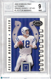 2000 Donruss Preferred QBC Lettermen Peyton Manning Graded Series 0022/1000 #LM01 BGS 9 Indianapolis Colts