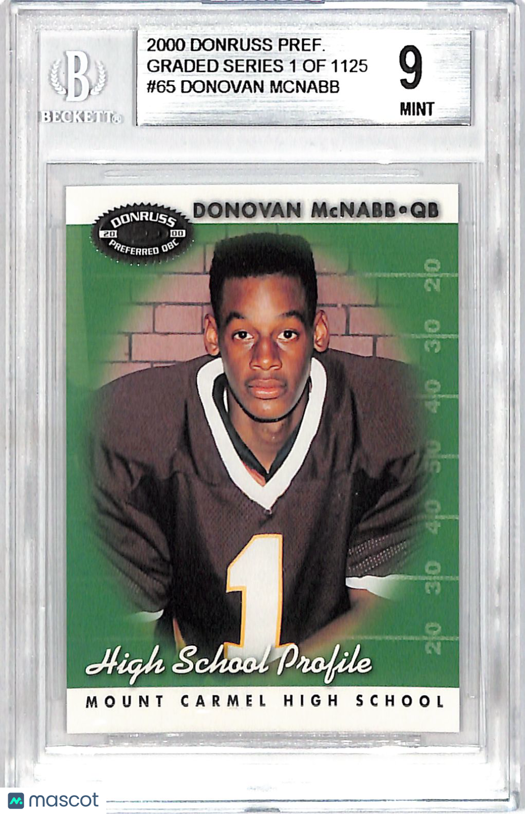 2000 Donruss Preferred Donovan McNabb Graded Series /1125 #65 BGS 9 Philadelphia Eagles