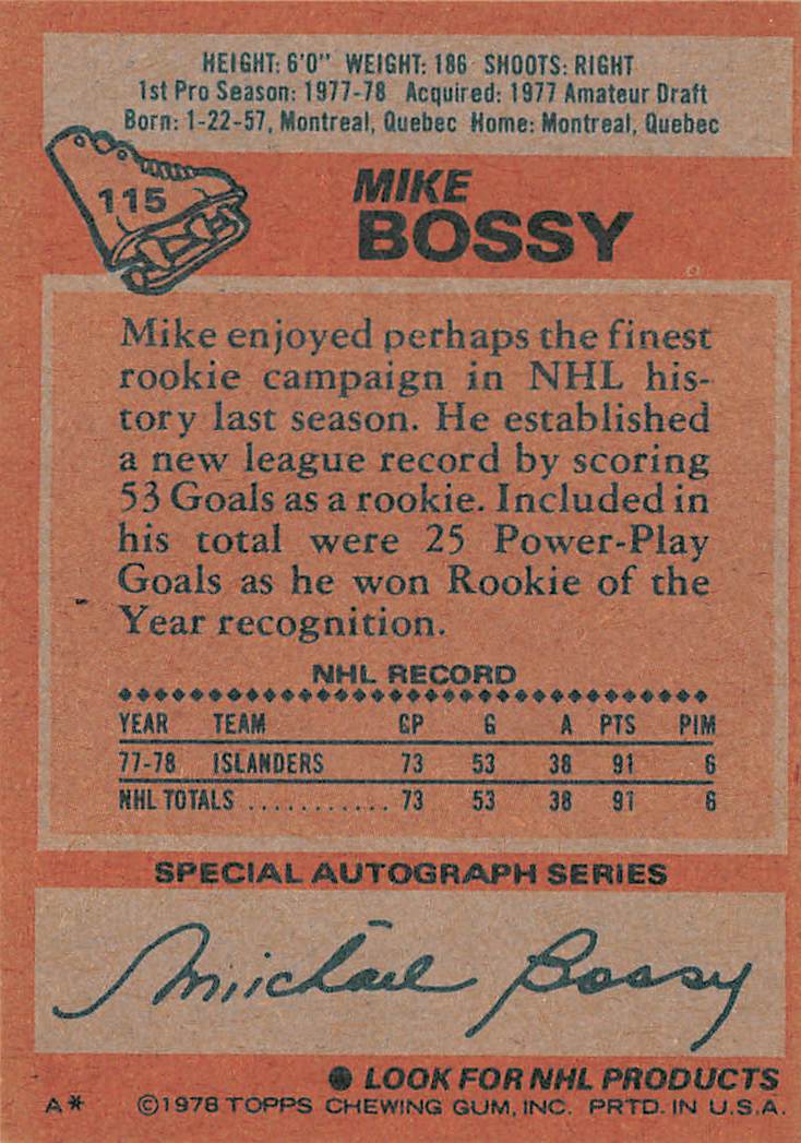 1978-79 Topps Mike Bossy #115 New York Islanders