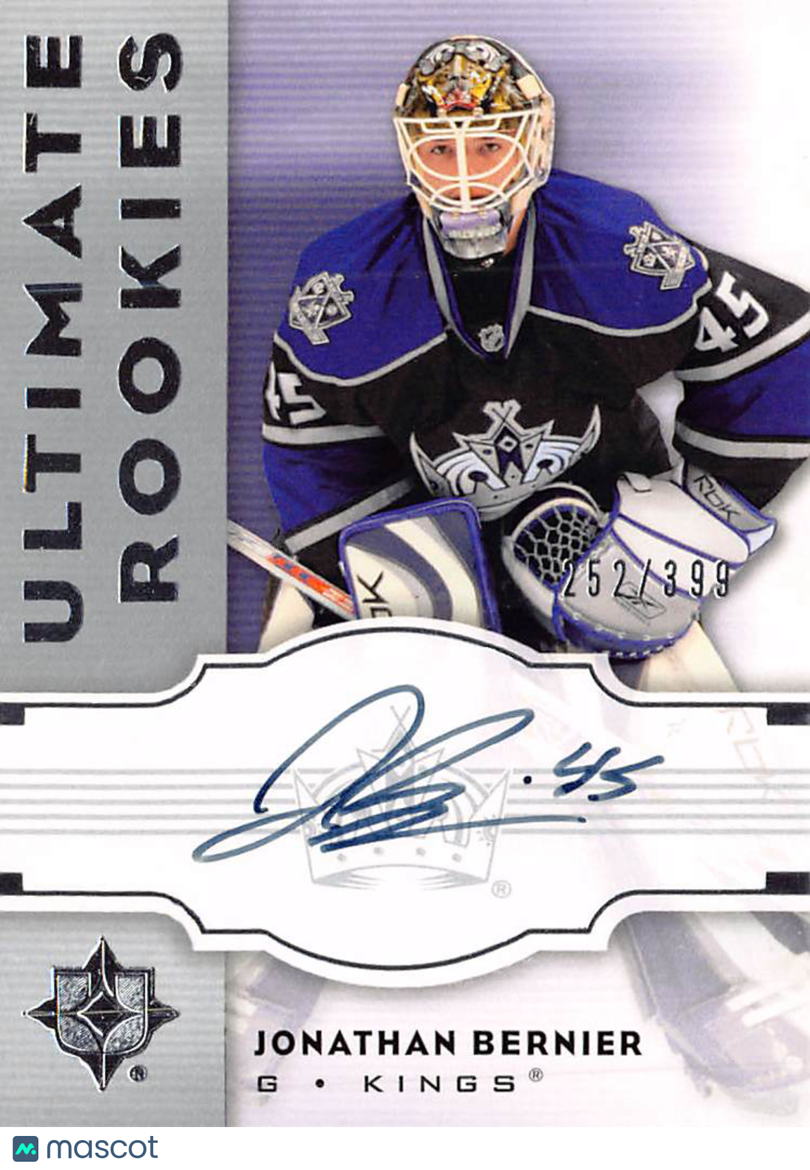 2007-08 Upper Deck Ultimate Collection Jonathan Bernier Autograph /399 Rookie #126 Los Angeles Kings