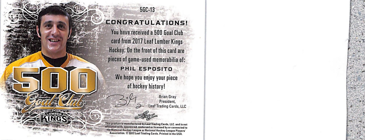 2017 Leaf Lumber Kings Phil Esposito Memorabilia Game-Used Stick #5GC-13 Boston Bruins