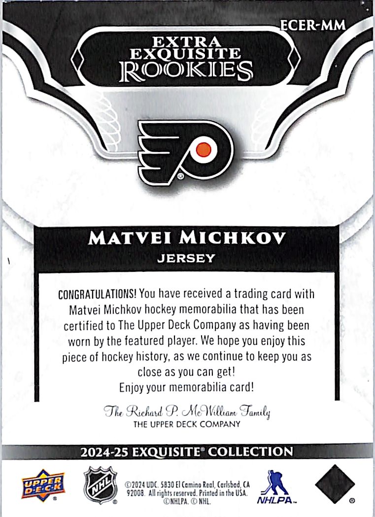 2024-25 Upper Deck Exquisite Collection Matvei Michkov /349 Rookie Patch ECER-MM