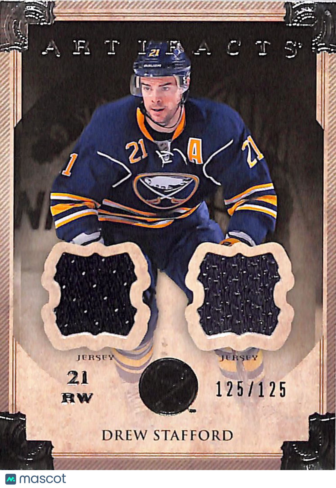 2013-14 Upper Deck Artifacts Drew Stafford /125 Dual Jersey Patch #23 Sabres