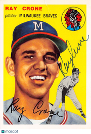 1994 Topps Archives The Ultimate 1954 Series Ray Crone Auto 206 Milwaukee Braves