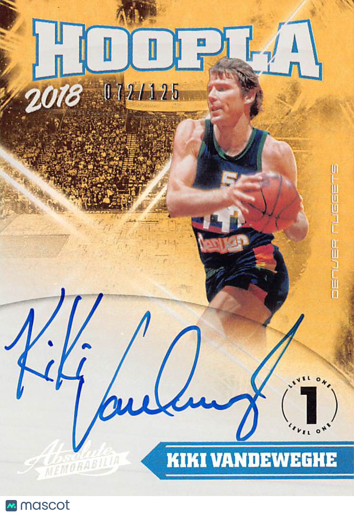 2018-19 Panini Absolute Hoopla Kiki Vandeweghe Level One Auto /125 HS-KV Nuggets