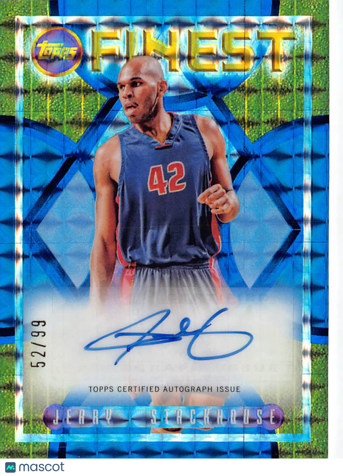 2023-24 Topps Finest Jerry Stackhouse Autograph Blue /99 #FLA-JSH Pistons