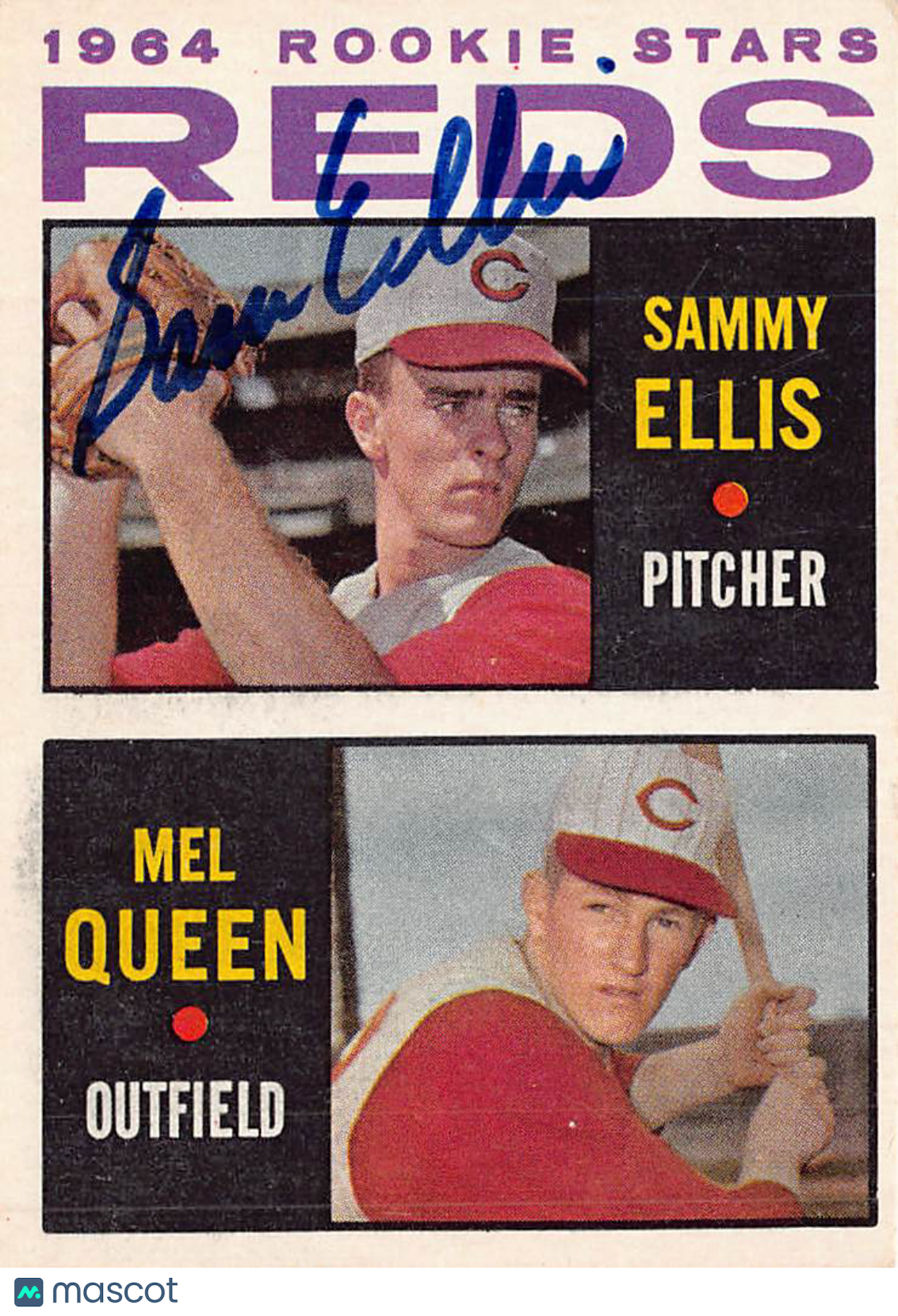 1964 Topps Sammy Ellis Mel Queen Autograph Rookie #33 Cincinnati Reds