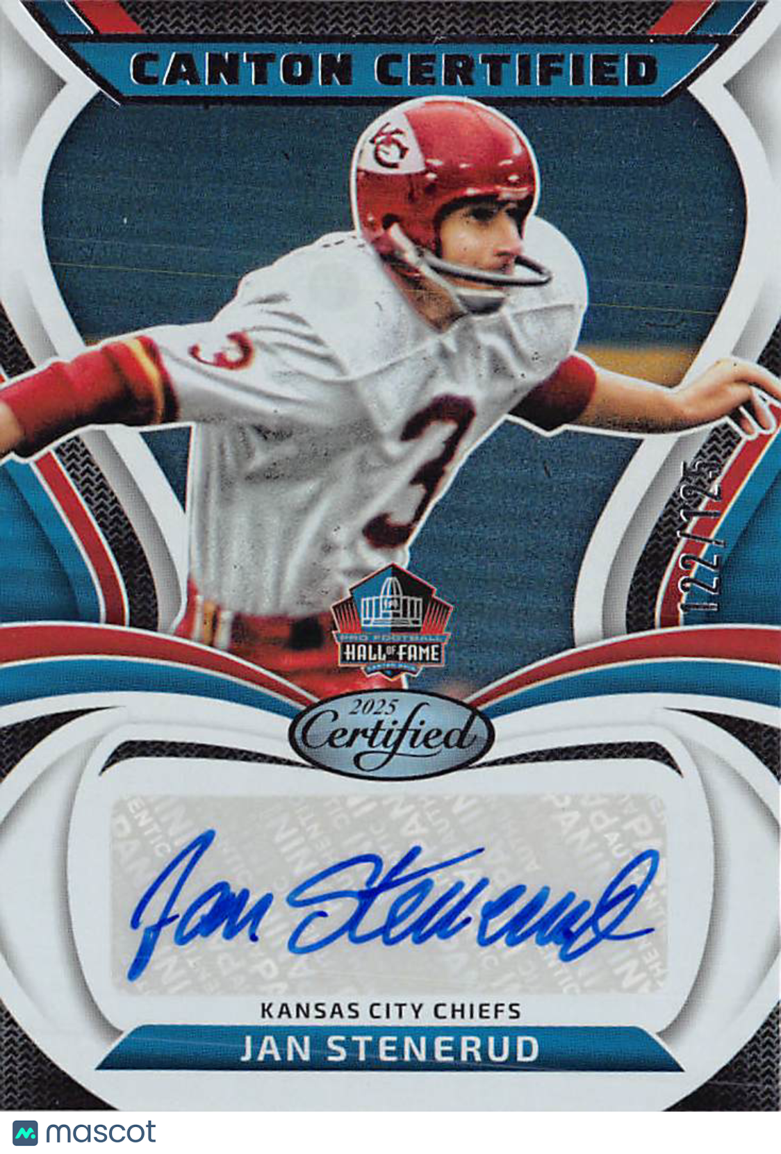 2025 Panini Certified Jan Stenerud Autograph /125 #CAN-JST Kansas City Chiefs