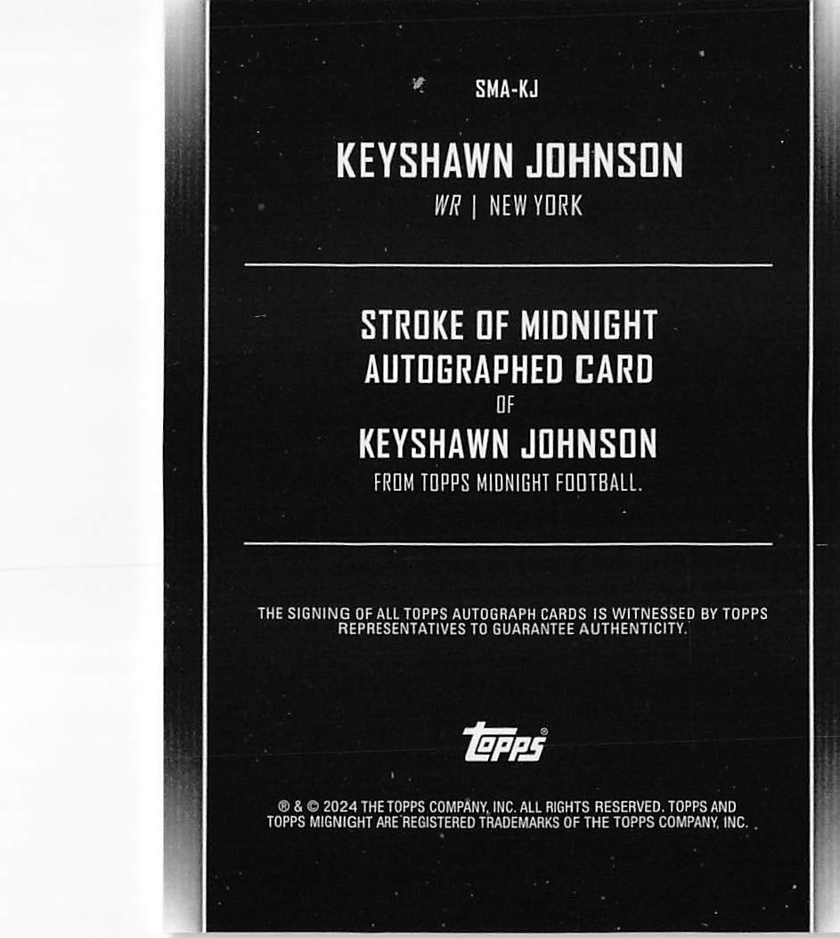 2024 Topps Midnight Football Keyshawn Johnson Autograph #SMA-KJ New York Jets