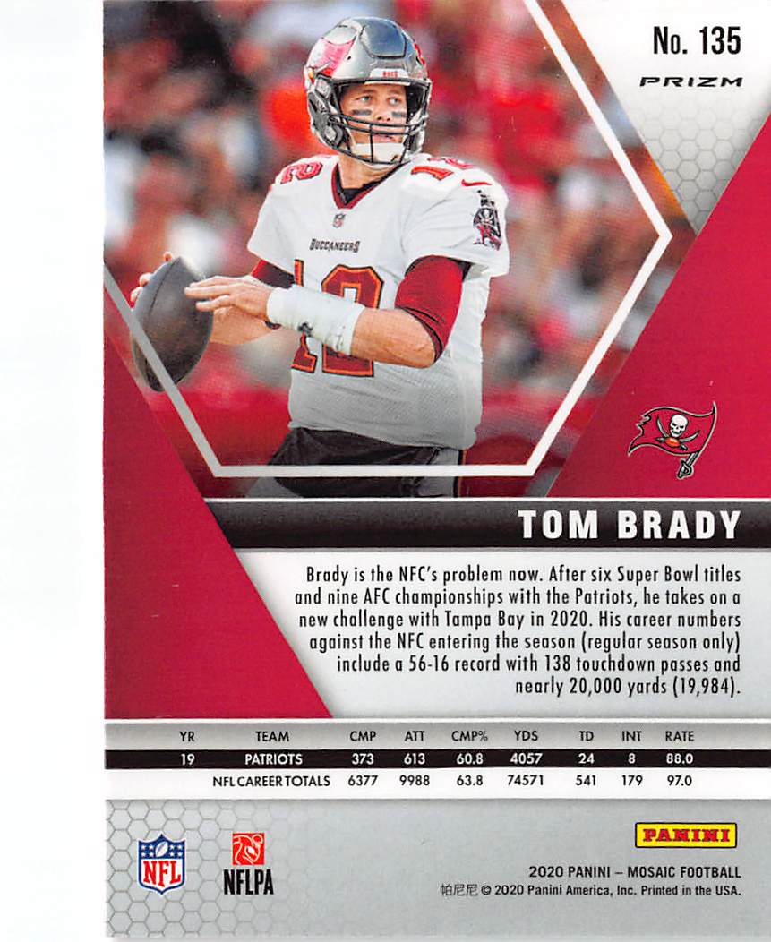 2020 Panini Mosaic Tom Brady Pink Camo #135 Tampa Bay Buccaneers