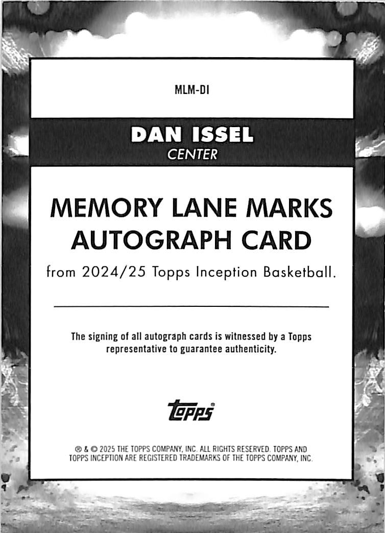 2025 Topps Inception Dan Issel Memory Lane Marks Auto /75 #MLM-DI