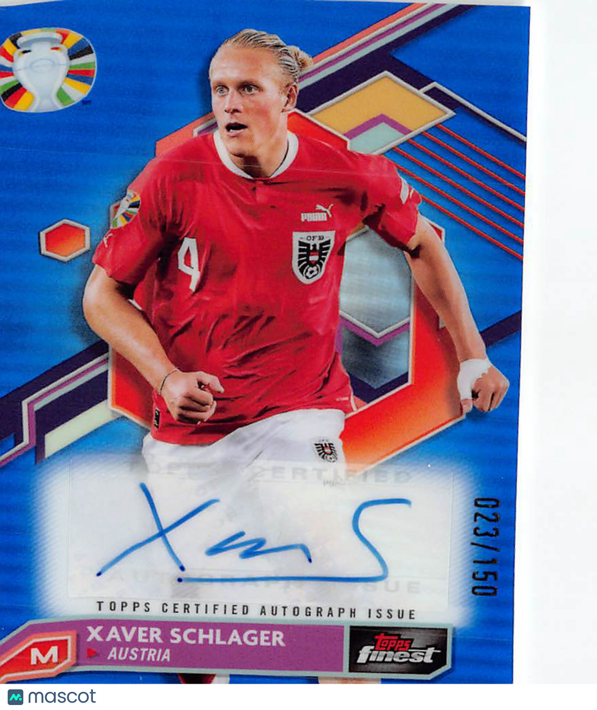 2024 Topps Finest EURO Xaver Schlager Blue Refractor Auto /150 #BCA-XS Austria