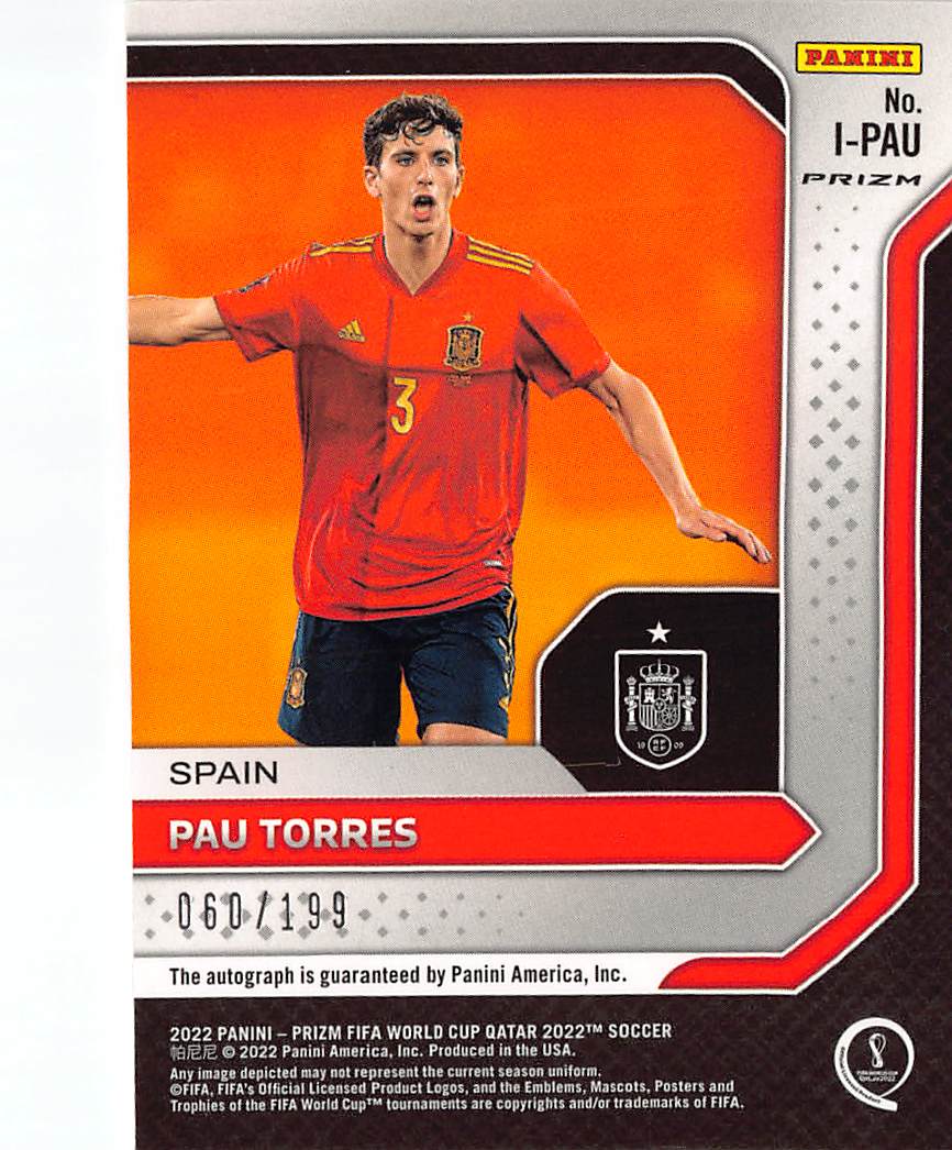 2022 Panini Prizm FIFA World Cup Qatar Soccer Pau Torres Auto /199 #I-PAU Spain