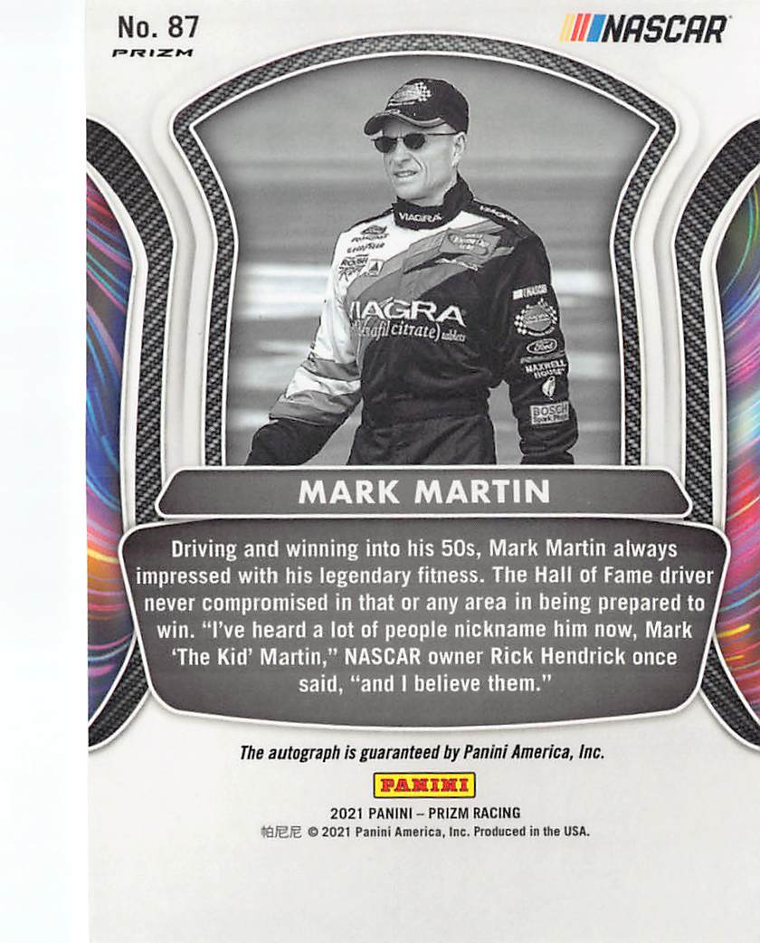 2021 Panini Prizm Racing Mark Martin Autograph Legends #87