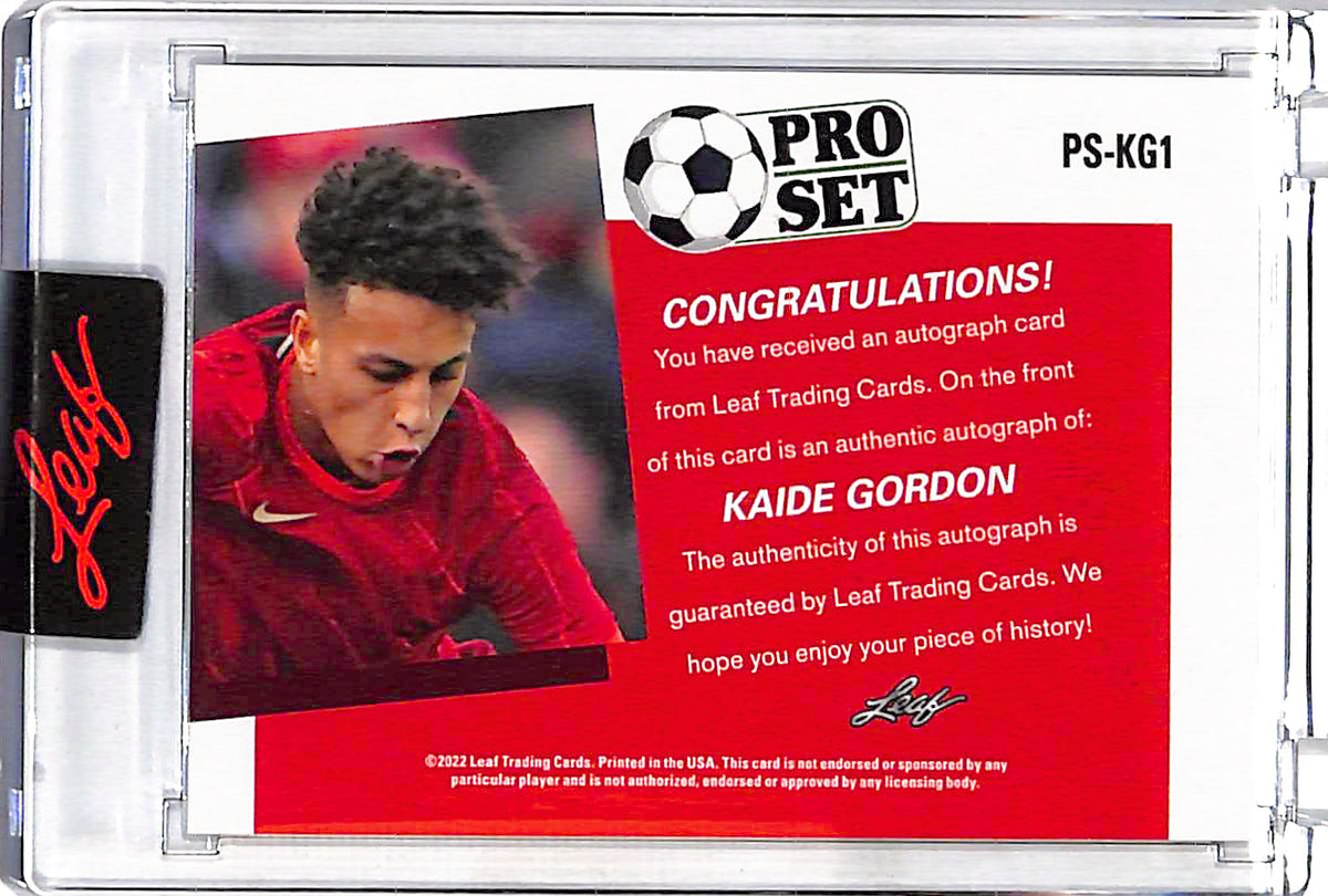 2022 Leaf Pro Set Soccer Kaide Gordon Rookie Autograph RC #PS-KG1 Liverpool FC