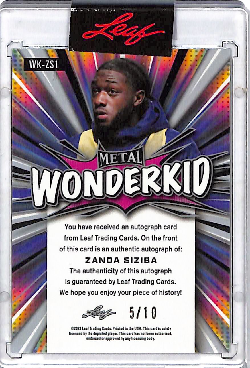 2022 Leaf Metal Wonderkids Zanda Siziba Green Autograph /10 #WK-ZS1