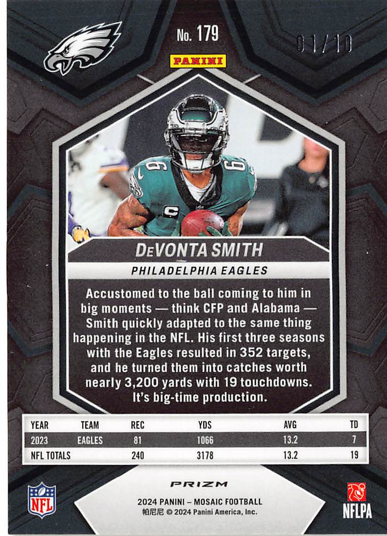 2024 Panini Mosaic DeVonta Smith Gold /10 #179 Philadelphia Eagles