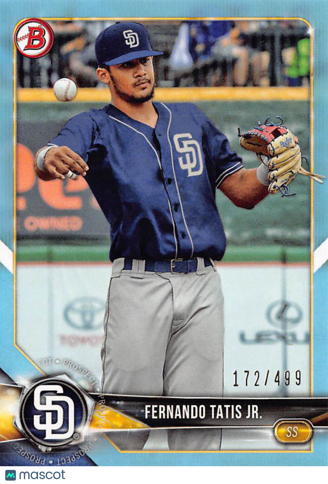 2018 Bowman Fernando Tatis Jr. Sky Blue /499 Rookie #BP114 San Diego Padres