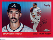 2025 Topps Chrome Platinum Anniversary Spencer Strider Red /5 #148 Braves
