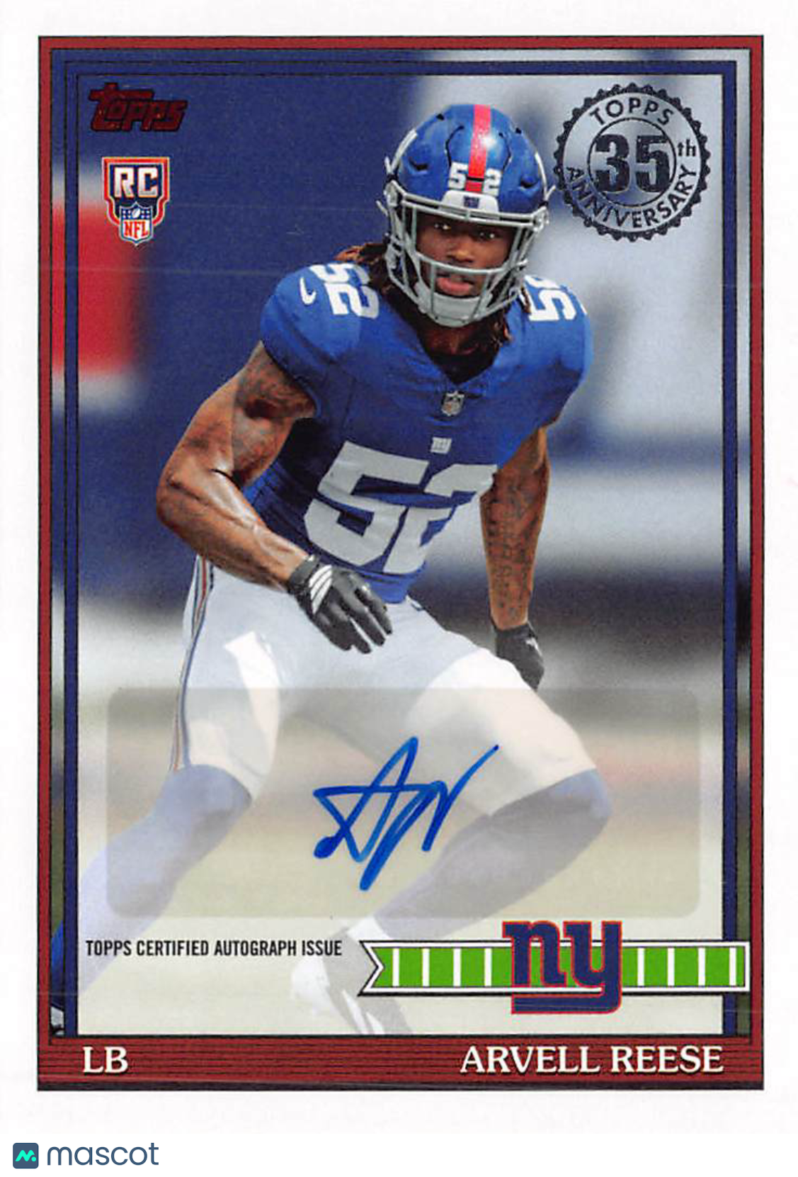 2026 Topps Flagship Football Arvell Reese Rookie Auto RC #91FRA-AR Giants