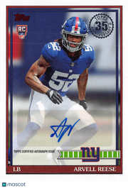 2026 Topps Flagship Football Arvell Reese Rookie Auto RC #91FRA-AR Giants