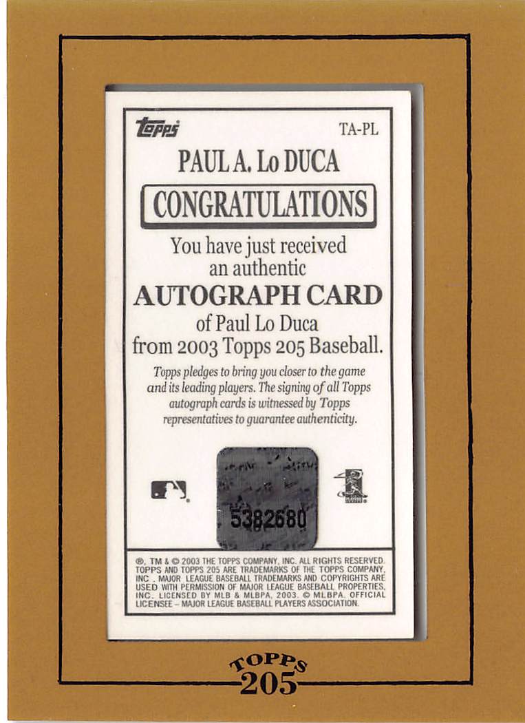 2003 Topps 205 Paul Lo Duca Framed Autograph #TA-PL Los Angeles Dodgers