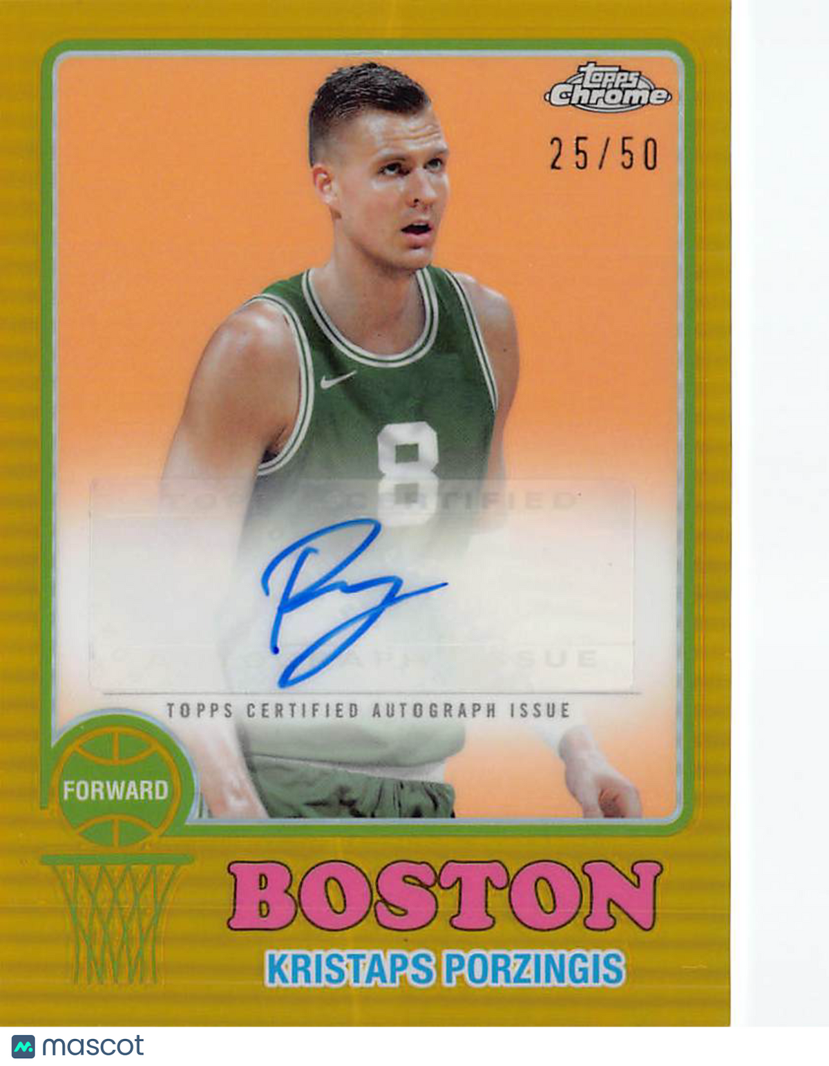2024-25 Topps Chrome Kristaps Porzingis Auto Gold Refractor /50 #73TA-KP Celtics