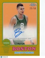 2024-25 Topps Chrome Kristaps Porzingis Auto Gold Refractor /50 #73TA-KP Celtics