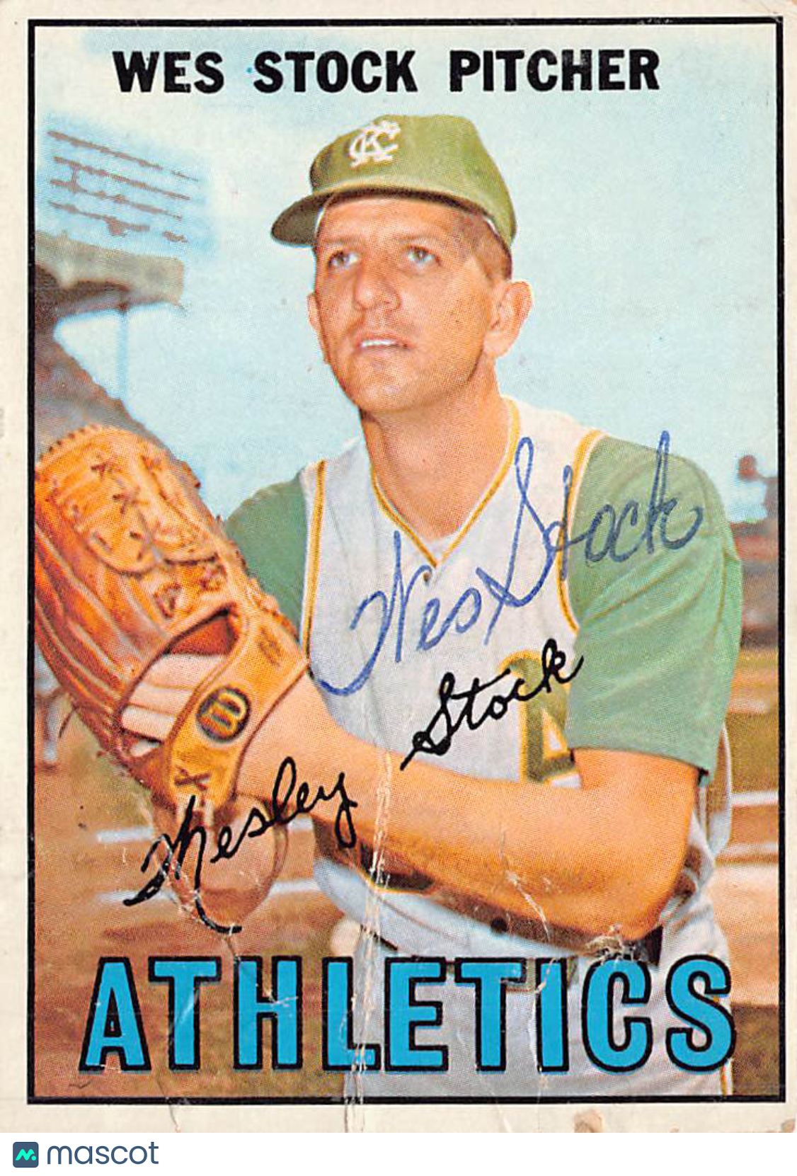 1967 Topps Wes Stock Autograph #74 Kansas City Athletics