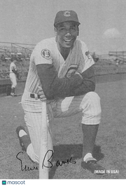 2003 Donruss Leaf Sportscaster Ernie Banks /63 #14 Chicago Cubs
