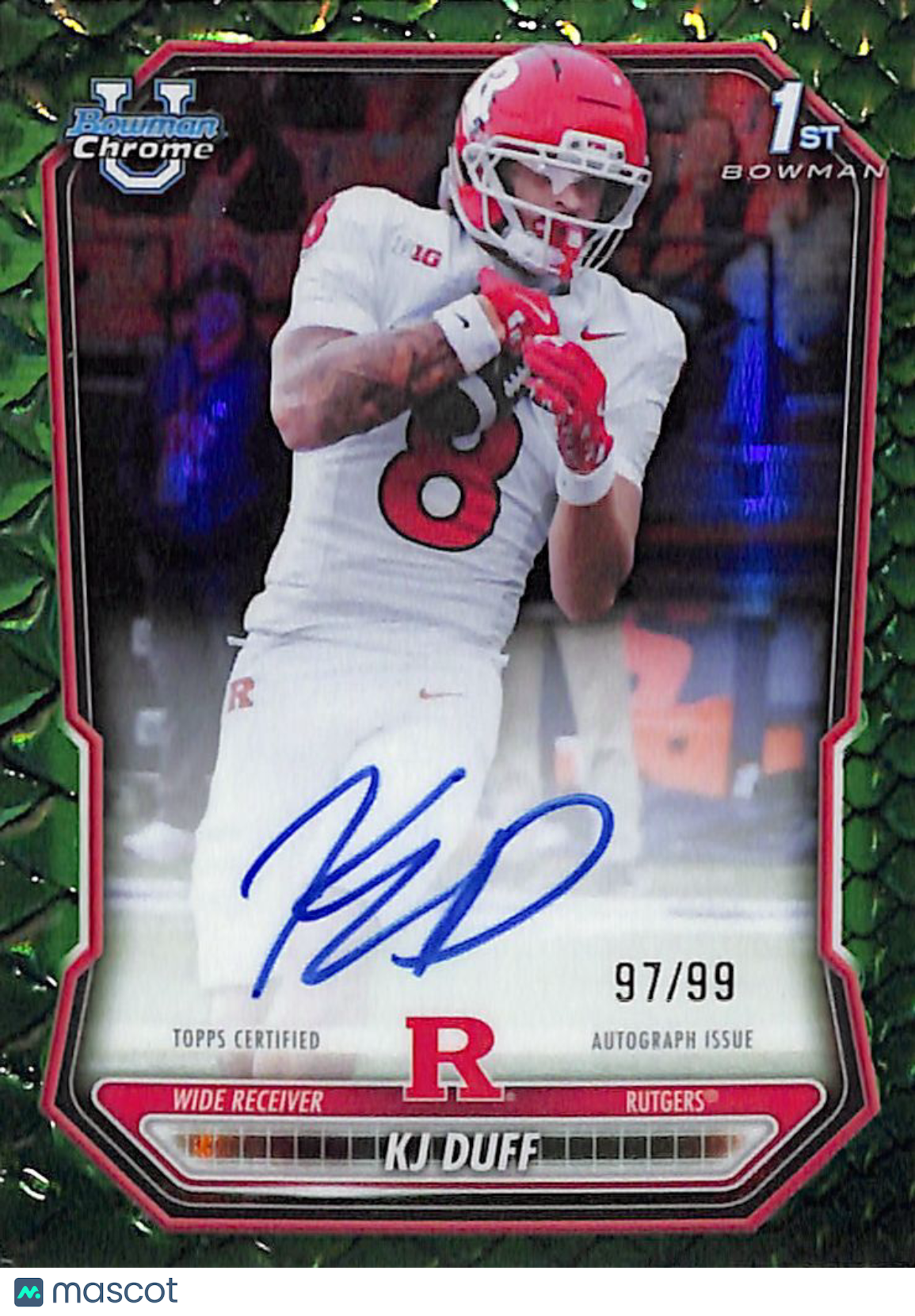 2026 Bowman Chrome KJ Duff Auto Rookie Green Reptilian /99 #BCPA-KD Rutgers