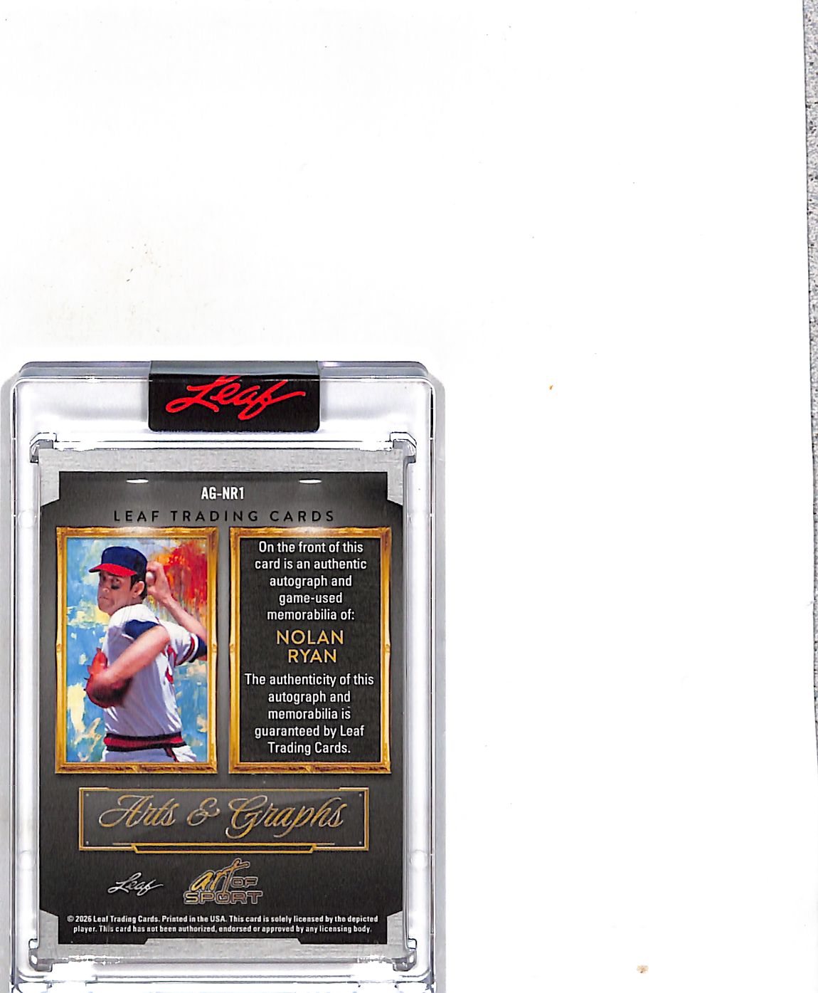 2026 Leaf Art of Sport Nolan Ryan Autograph Patch /6 Memorabilia #AG-NR1