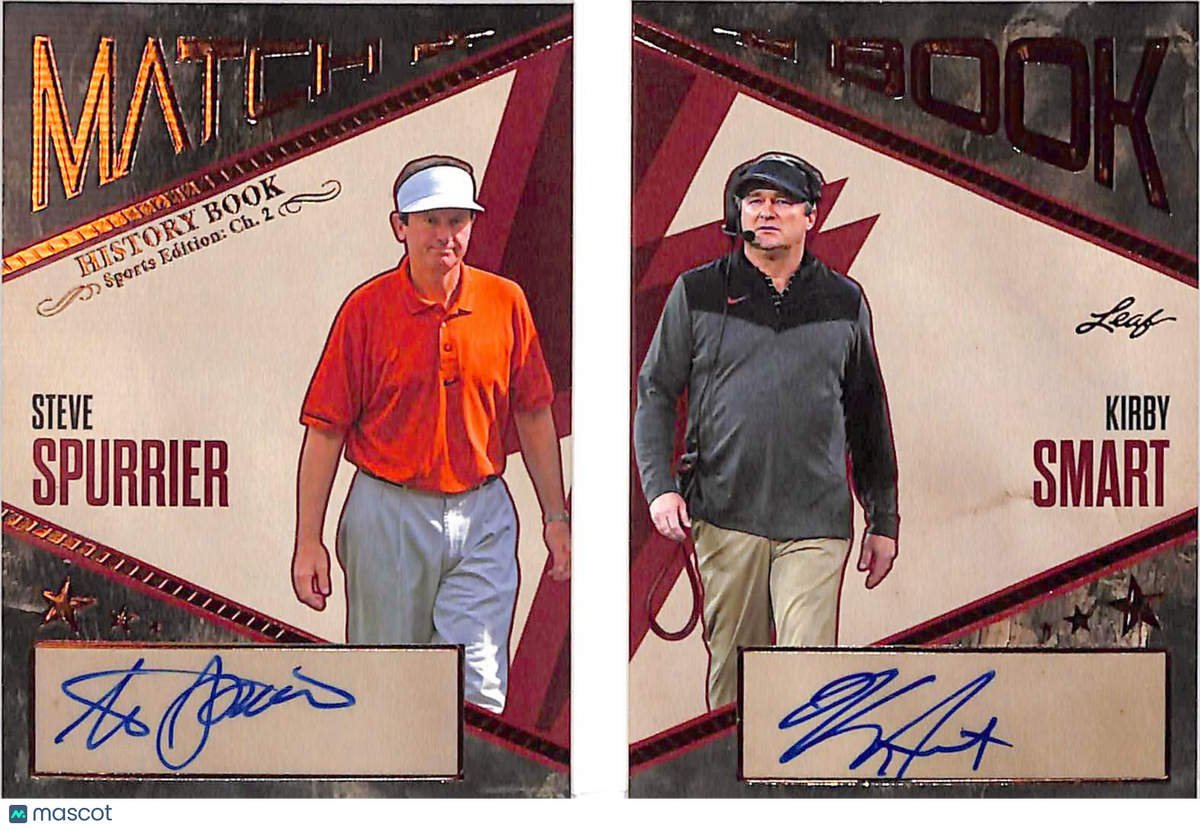 2025 Leaf History Book Match Book Kirby Smart Steve Spurrier Auto /25 #MB-20