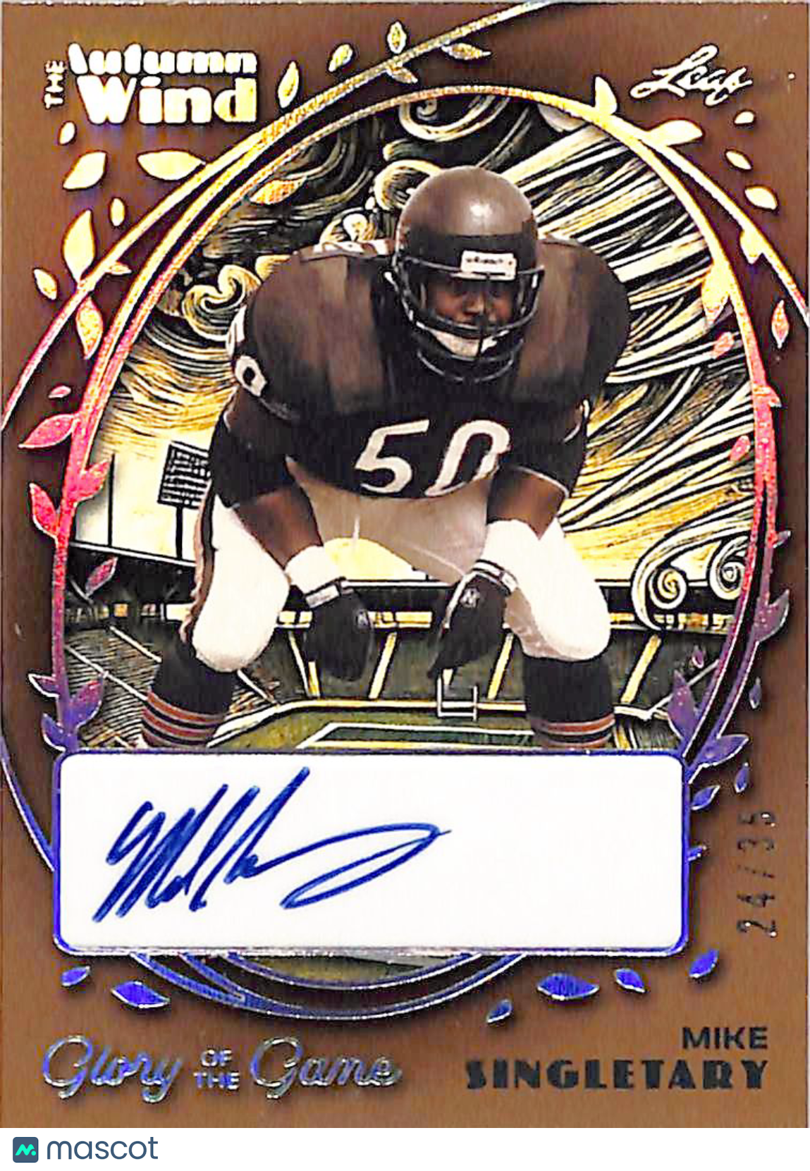 2023 Leaf The Autumn Wind Glory of the Game Mike Singletary Auto /35 #AW-MS1