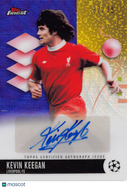 2025-26 Topps Finest UEFA Kevin Keegan Purple Auto /75 #BA-KE Liverpool FC